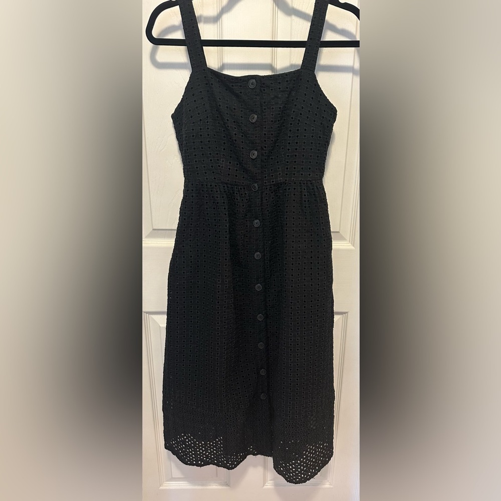 J Crew Black Eyelet Dress 4 100% Cotton